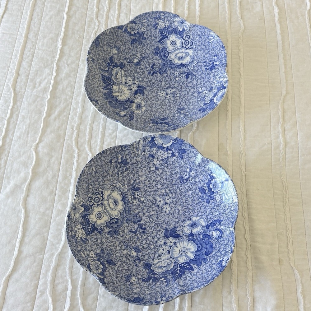 Set of 2 Spode Blue Room "Primula" Collection 11" Large Floral Serving Bowl